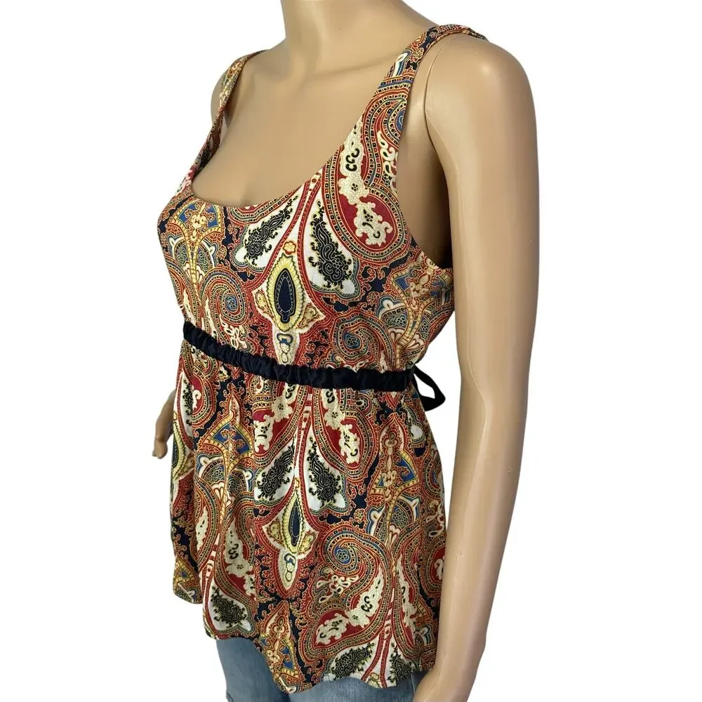 J. Crew Cotton Paisley Empire Peplum Top 97140 Size L